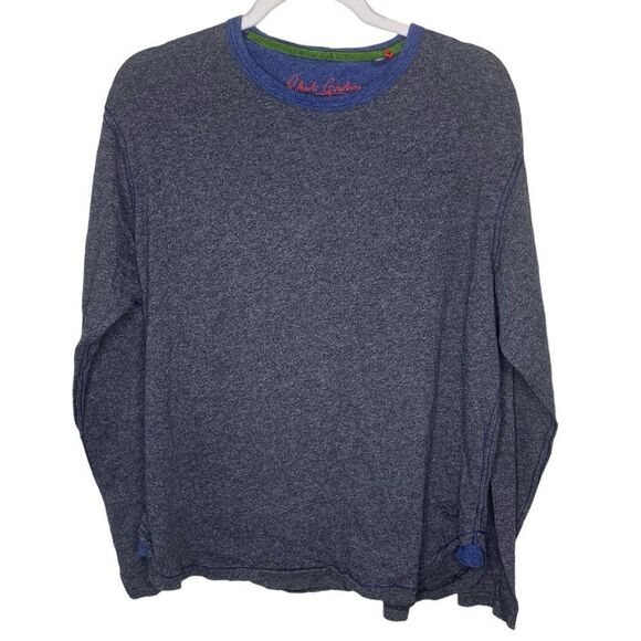 Robert Graham Mens Size Med Charcoal Blue Cotton Pull Over Long Sleeve T Shirt - Picture 1 of 5